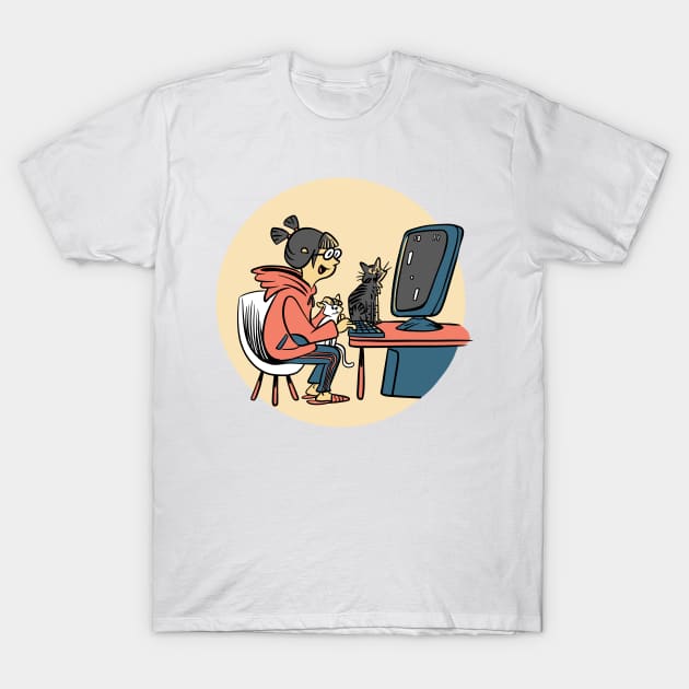 GAMER GIRL WITH CATS T-Shirt by madeinchorley